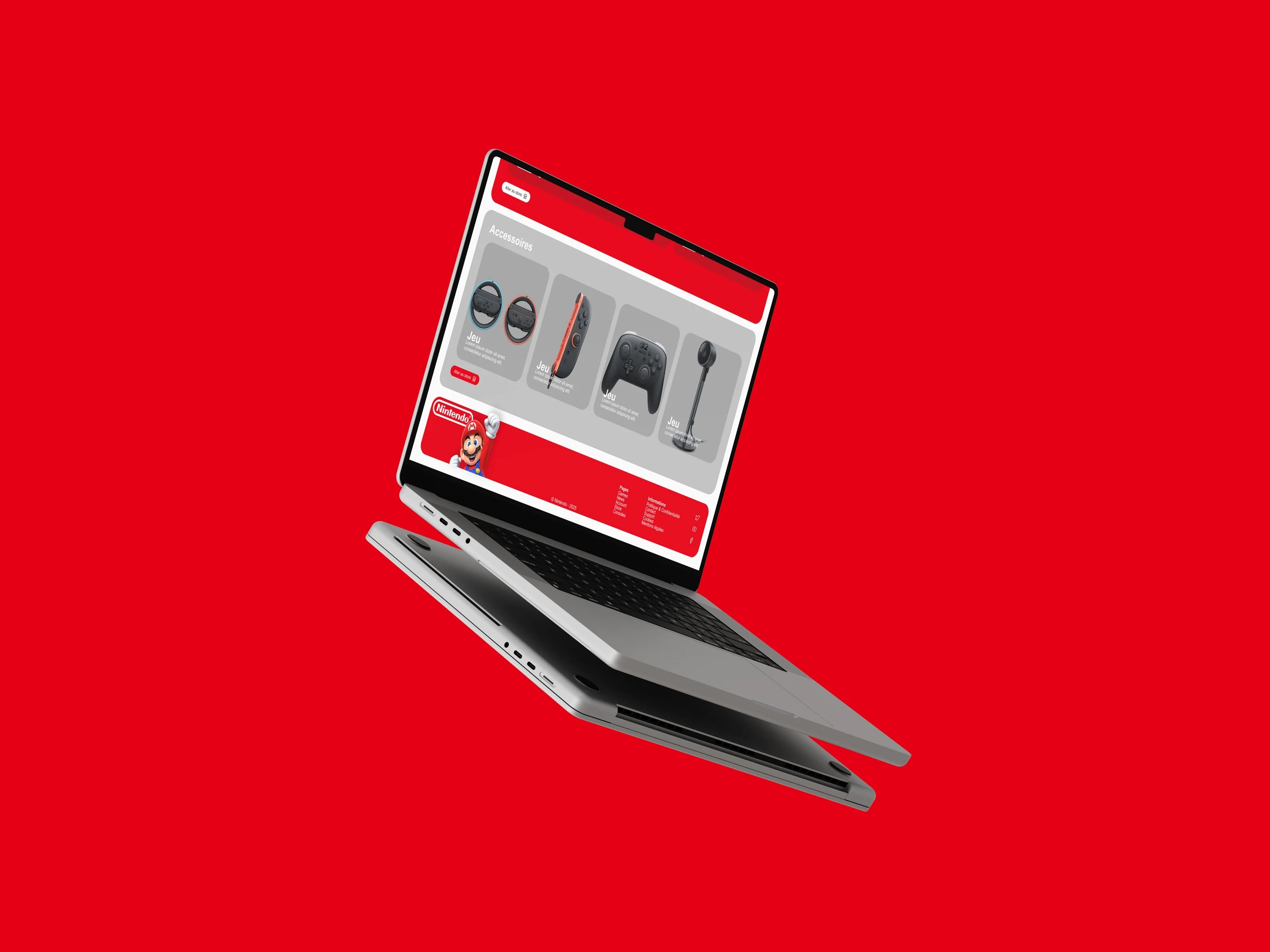 Mockup desktop de la refonte e-commerce Nintendo