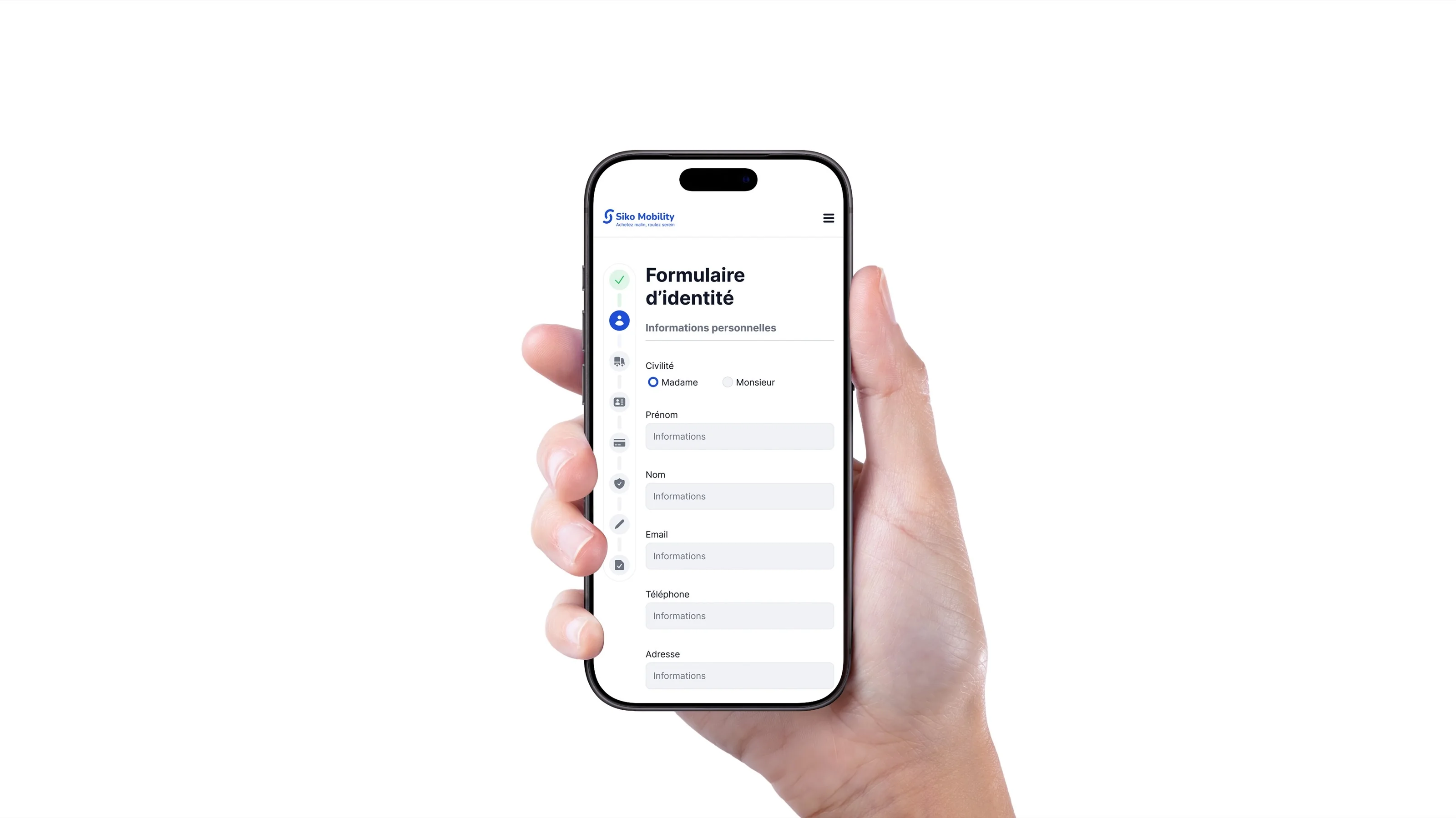 Écran principal de l'application Siko Mobility