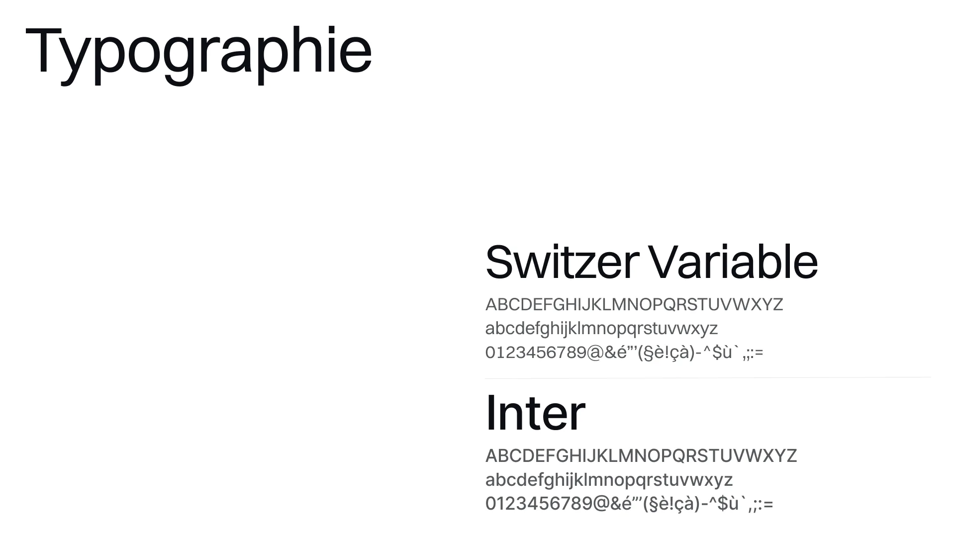 Typographies Sportigo : Switzer Variable et Inter